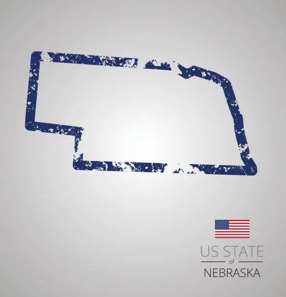 Vector illustration of Nebraska State Grunge Outline