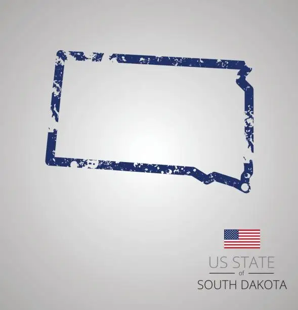 Vector illustration of South Dakota State Grunge Outline