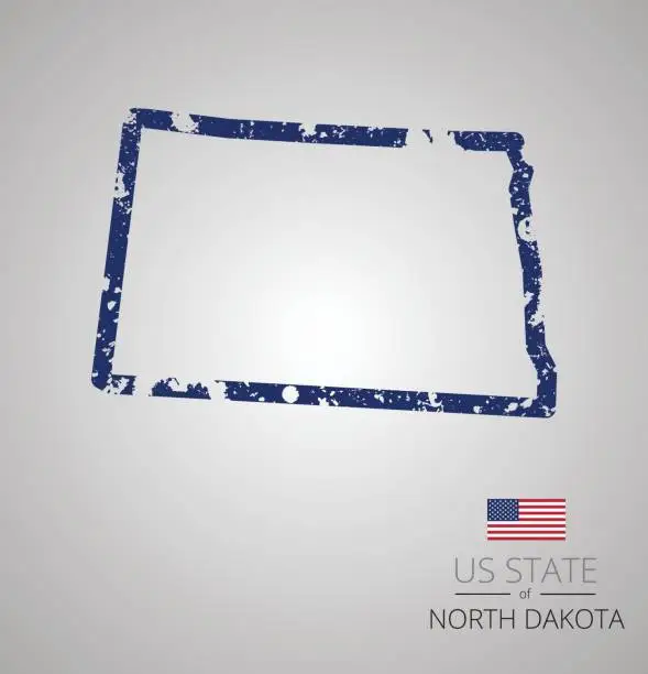 Vector illustration of North Dakota State Grunge Outline