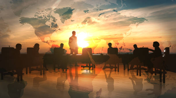 istock World Management Team in office silhouette 649124874