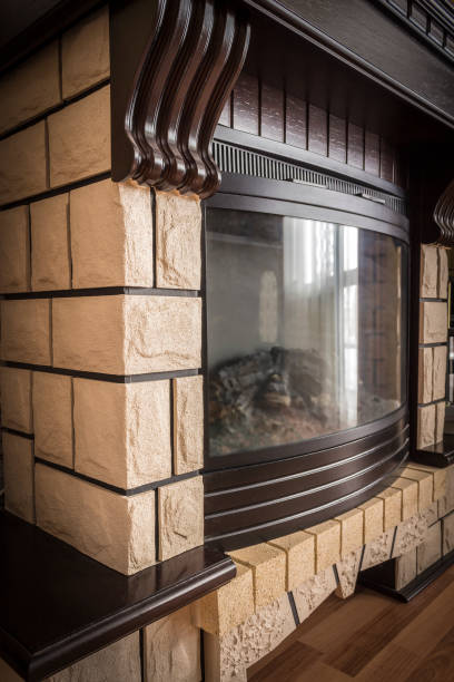 istock Fireplace in the living room 649128972