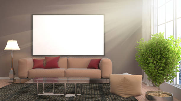 istock mock up poster frame in interior background. 3D Illustration 649133328