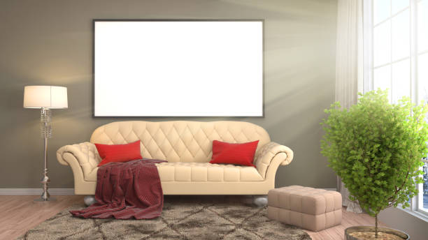 istock mock up poster frame in interior background. 3D Illustration 649133360