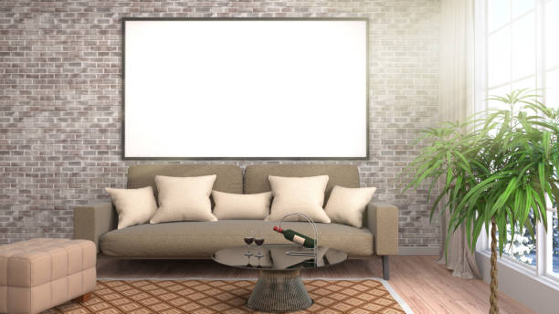 istock mock up poster frame in interior background. 3D Illustration 649133390