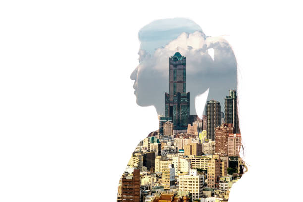istock Double exposure of people using the virtual reality headset 649133558
