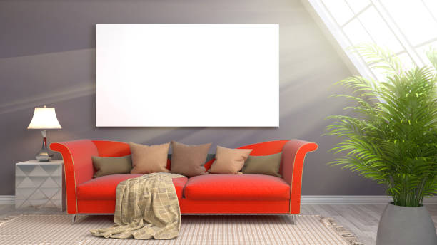 istock mock up poster frame in interior background. 3D Illustration 649137434