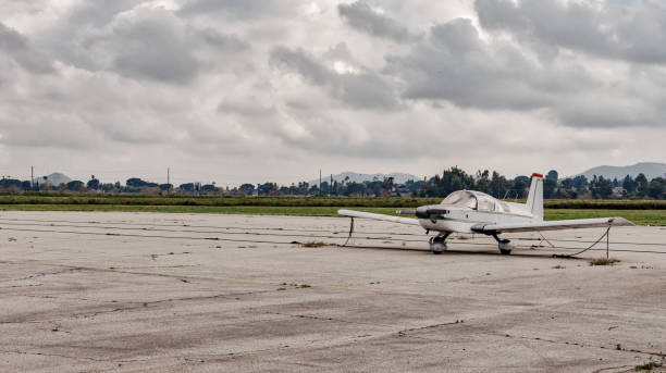 istock Lone airplane at airport 649137600