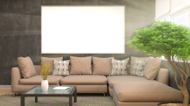 istock mock up poster frame in interior background. 3D Illustration 649137746
