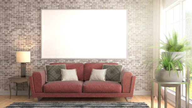 istock mock up poster frame in interior background. 3D Illustration 649137760