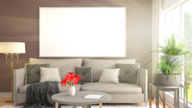 istock mock up poster frame in interior background. 3D Illustration 649137774
