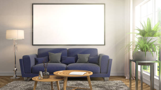 istock mock up poster frame in interior background. 3D Illustration 649137864