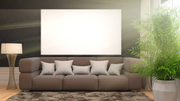 istock mock up poster frame in interior background. 3D Illustration 649137942