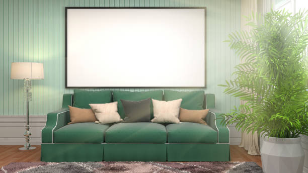 istock mock up poster frame in interior background. 3D Illustration 649137948