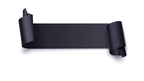 istock Realistic paper banner with curly corners, edges on a white background closeup 649140842