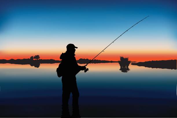 Fishing On Coast At Sunset Time Stock Photo - Download Image Now - Fishing,  Night, Sea - iStock