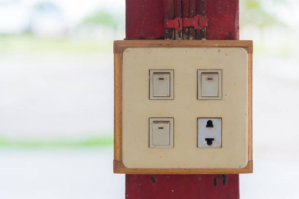 istock Closeup of old socket, electrical outlet. 649144022
