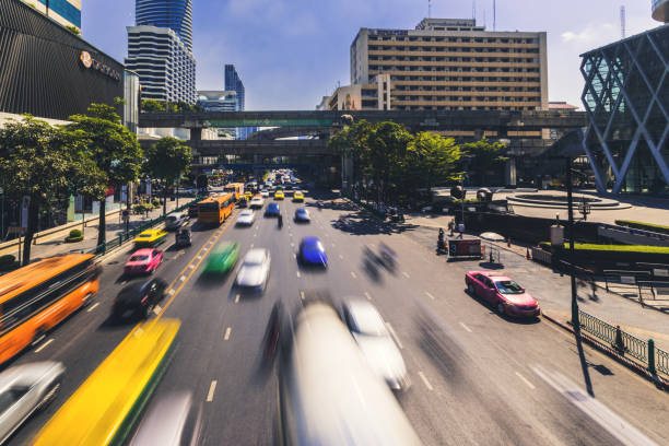 우르바노 교통 - asia asphalt bangkok blurred motion 뉴스 사진 이미지