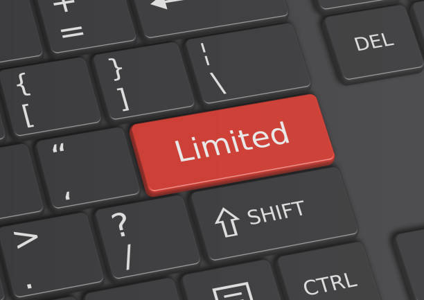 istock A 3D illustration of the word Limited written on the keyboard 649147684