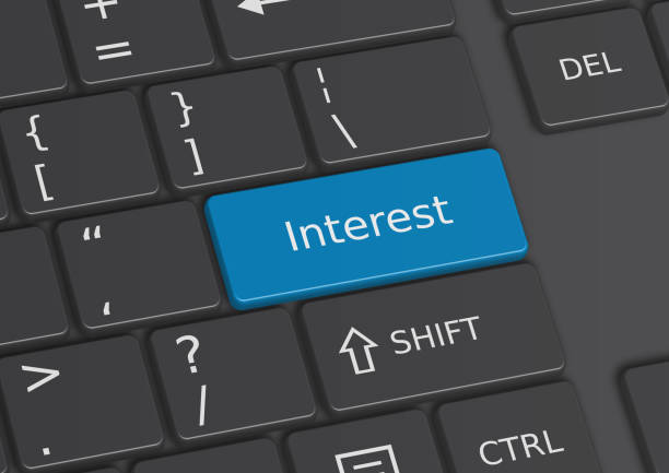 istock A 3D illustration of the word Interest written on the keyboard 649147906