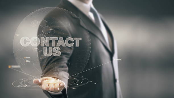 istock Contact Us Businessman Holding in Hand New technologies 649156536