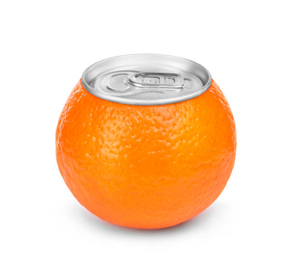 istock Ripe mandarin juice canned isolated on white background. Concept image. 649157518