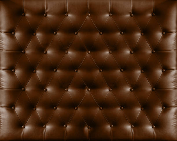 istock Close up retro chesterfield style, Brown capitone textile background 649160994