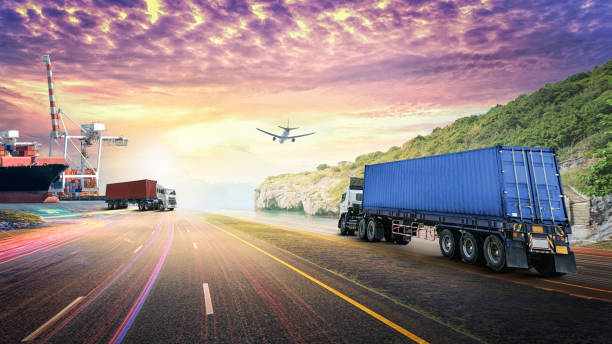 istock Logistics import export background and transport industry 649169002