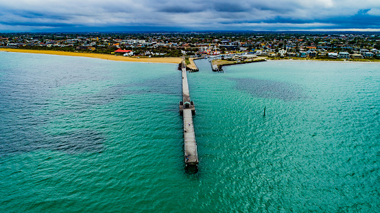 Aerial shot of Mordialloc Pier in Melbourne's south.