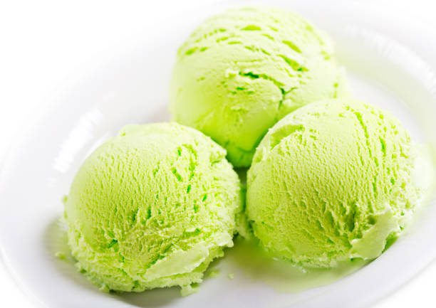 istock plate of pistachio ice cream scoops 649182432