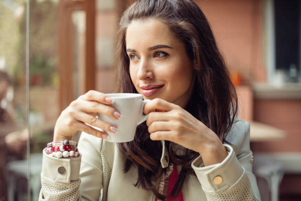 istock Gorgeous girl drinking coffee 649182534