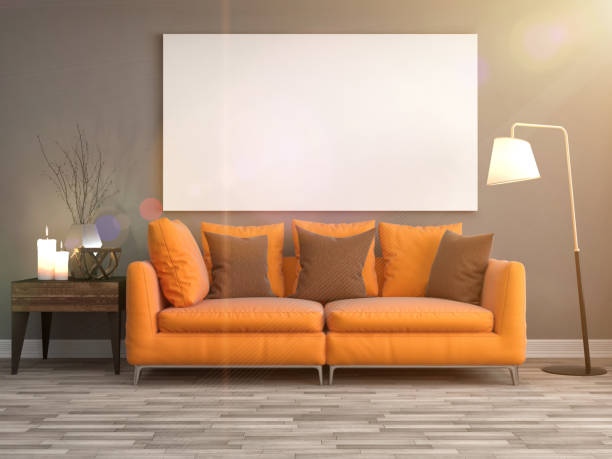 istock mock up poster frame in interior background. 3D Illustration 649183984