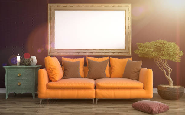 istock mock up poster frame in interior background. 3D Illustration 649184048