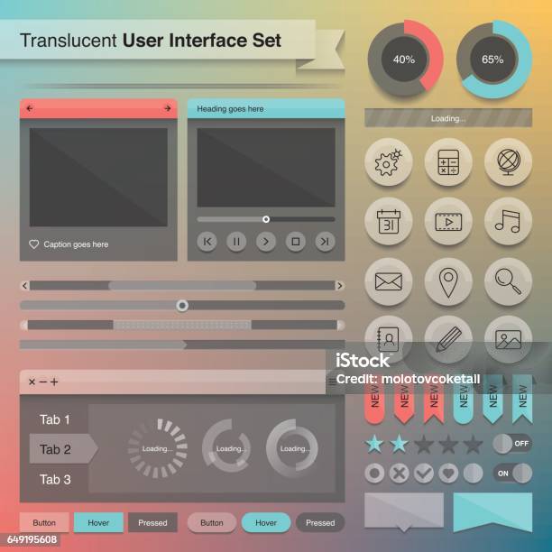 Modern Translucent Graphical User Interface Set Stock Illustration ...