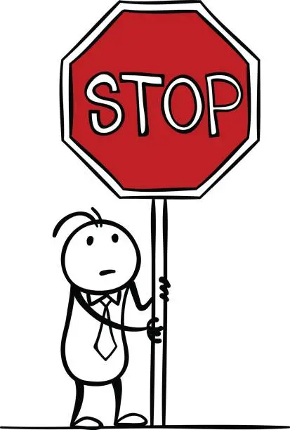 Vector illustration of Holding the stop sign