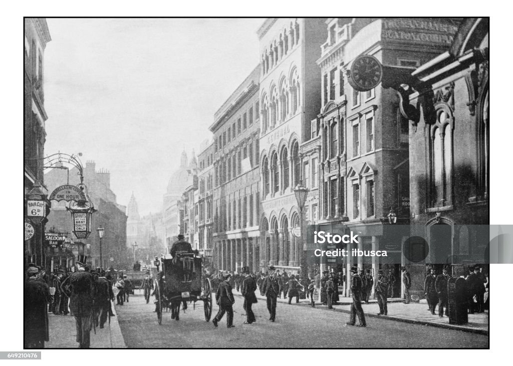 Antique London's photographs: Cannon Street London - England stock illustration