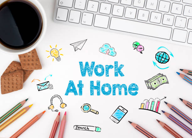 istock Work At Home, Business concept. White office desk 649214562