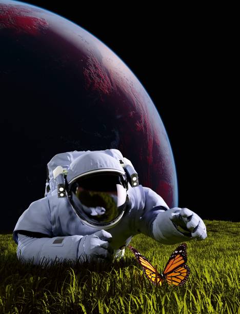 istock Astronaut and butterfly 649215750