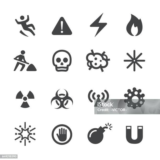 Warning And Hazard Icons Acme Series Stock Illustration - Download Image Now - Icon Symbol, Poisonous, Fire - Natural Phenomenon