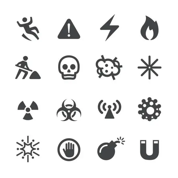 Vector illustration of Warning and Hazard Icons - Acme Series