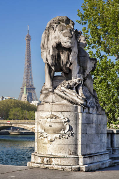 istock Alexandre III bridge in Paris against Eiffel Tower, France 649222544