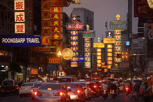 the charoen krung road in the china town the city of Bangkok in Thailand in Southeastasia.