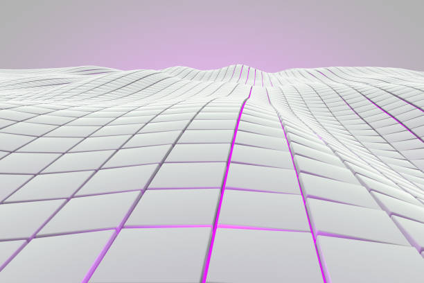 istock Wavy surface made of cubes with glowing background 649222880