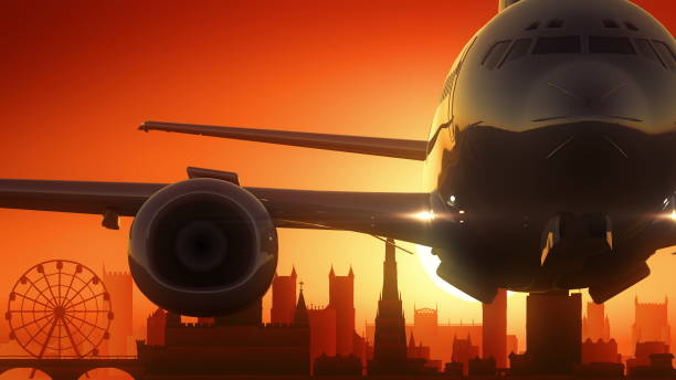 Bristol United Kingdom Skyline Sunrise Take Off Very usefull for commercial film airport sunrise stock illustrations