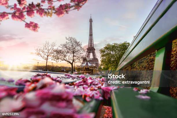 Eiffel Tower During Spring Time In Paris France Stock Photo - Download Image Now - Paris - France, Springtime, Romance