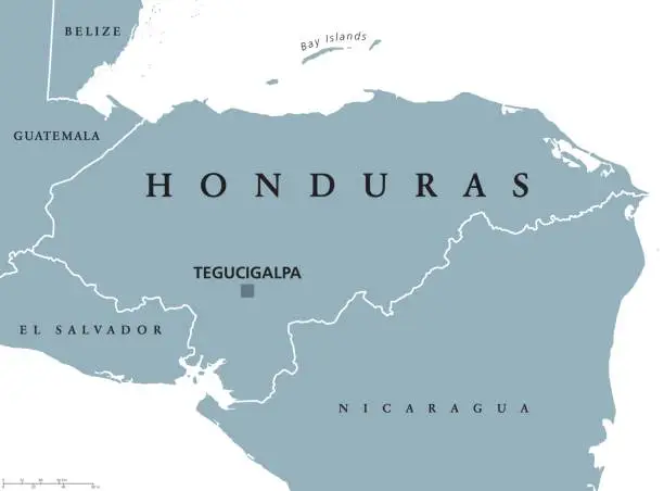 Vector illustration of Honduras political map