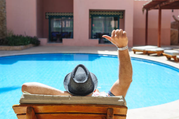 A chair in a swimming pool in the south of Morocco