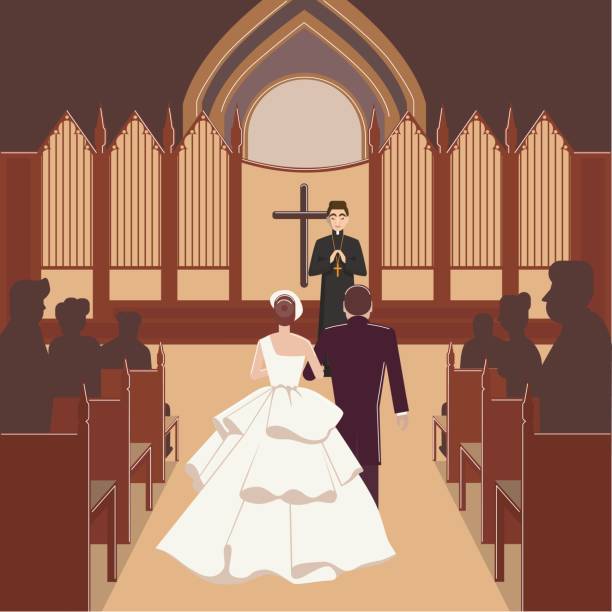 教会の中の結婚式 - church wedding点のイラスト素材／クリップアート素材／マンガ素材／アイコン素材