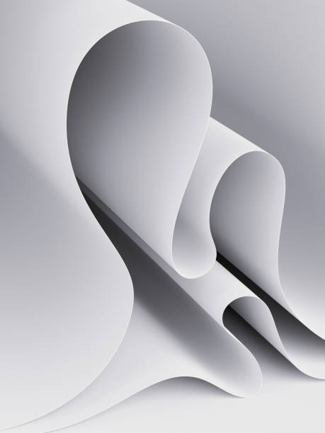 istock 3d render, paper waves background, modern mock up, white wavy folds 649243328
