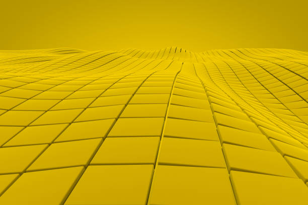 istock Wavy surface made of yellow cubes 649244360