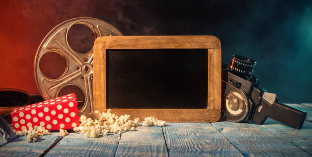 istock Retro film production accessories still life. 649245378